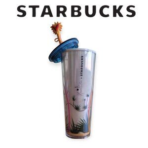 Starbucks Manuela Guillen Heart Straw Topper Tumbler size 24oz NWT RARE